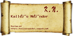 Kallós Nándor névjegykártya