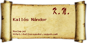 Kallós Nándor névjegykártya